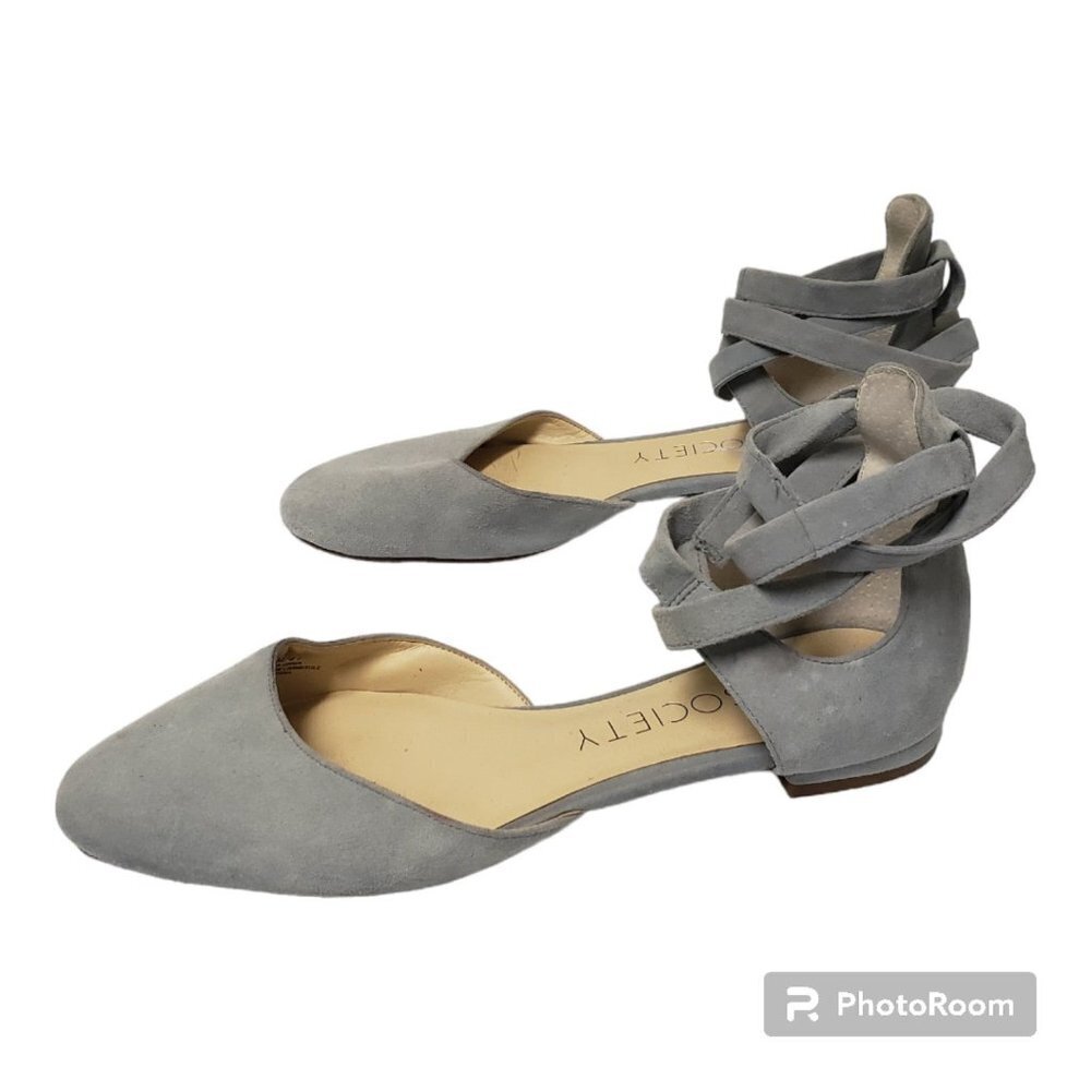 Sole Society So Pauly ballet flat suede sz 9.5 block heel ankle wrap